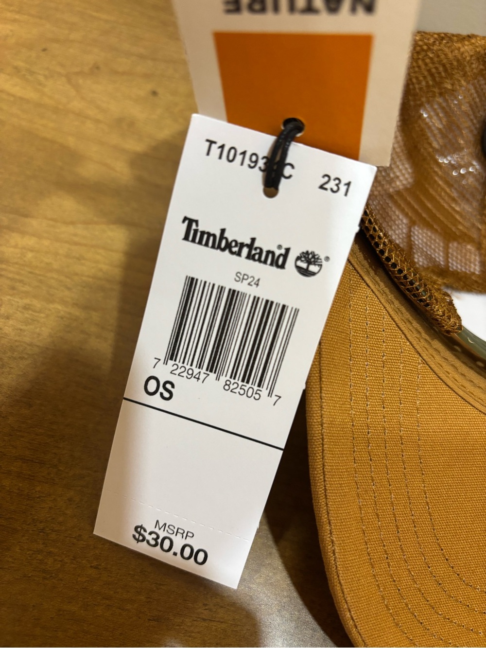 Timberland Tan Plaid Mesh Trucker Logo Cap NWT - Picture 4 of 5